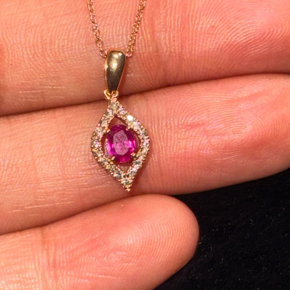 Le Vian .56ctw Pink Sapphire and Diamond Pendant 18.25" Necklace 14k Rose Gold